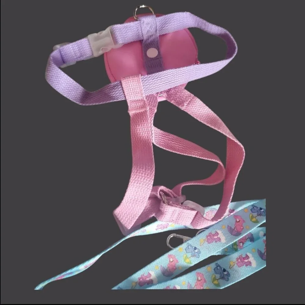 Care Bears Cartoon Bear Pet Chest Harness Printed Leash Set pink/blue One Size